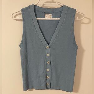 Frank and Oak Powder Blue Sleeveless Button-Up Top, Size S